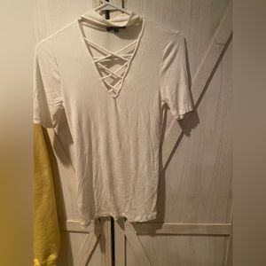 Woman’s white top lace in front size medium